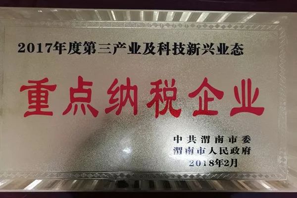 華富新能源公司榮獲“渭南市2017年度第三產(chǎn)業(yè)及科技新興業(yè)態(tài)重點(diǎn)納稅企業(yè)”稱號 華富新能源公司榮獲“渭南市2017年度第三產(chǎn)業(yè)及科技新興業(yè)態(tài)重點(diǎn)納稅企業(yè)”稱號
